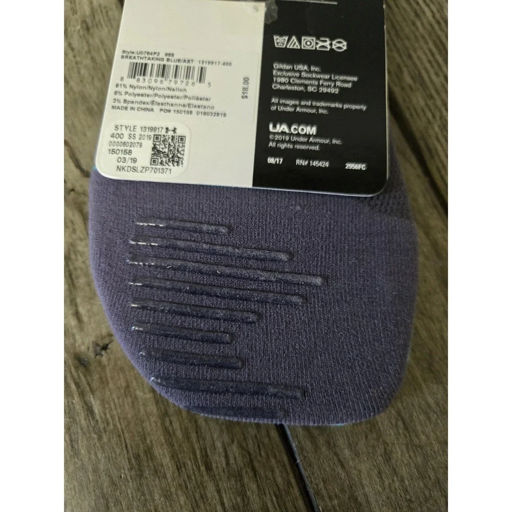 Womens 6-9 UA Performance Double Tab Sock 2 Pack Clear Silicone GripToe  & Foot